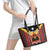 East Timor Leather Tote Bag Timor-Leste Tais Pattern - Wonder Print Shop