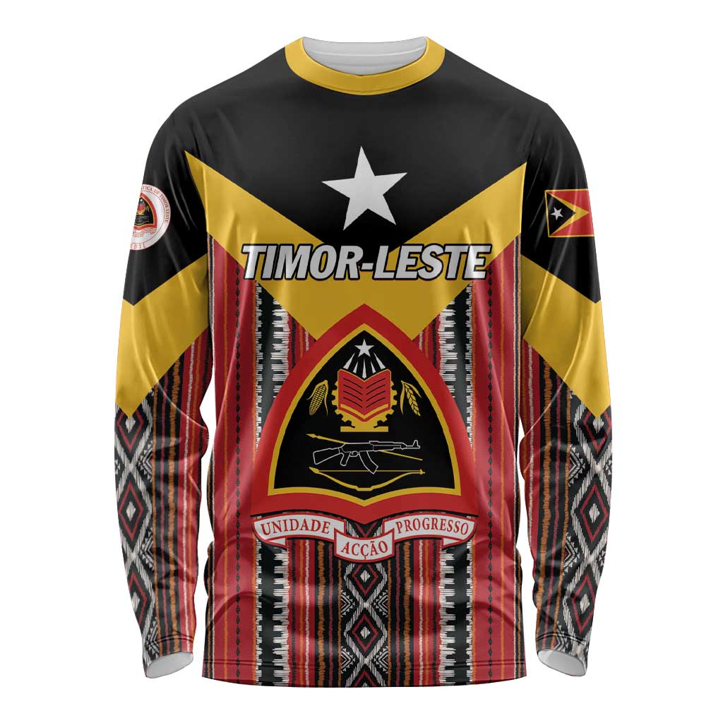 Personalized East Timor Long Sleeve Shirt Timor-Leste Tais Pattern - Wonder Print Shop