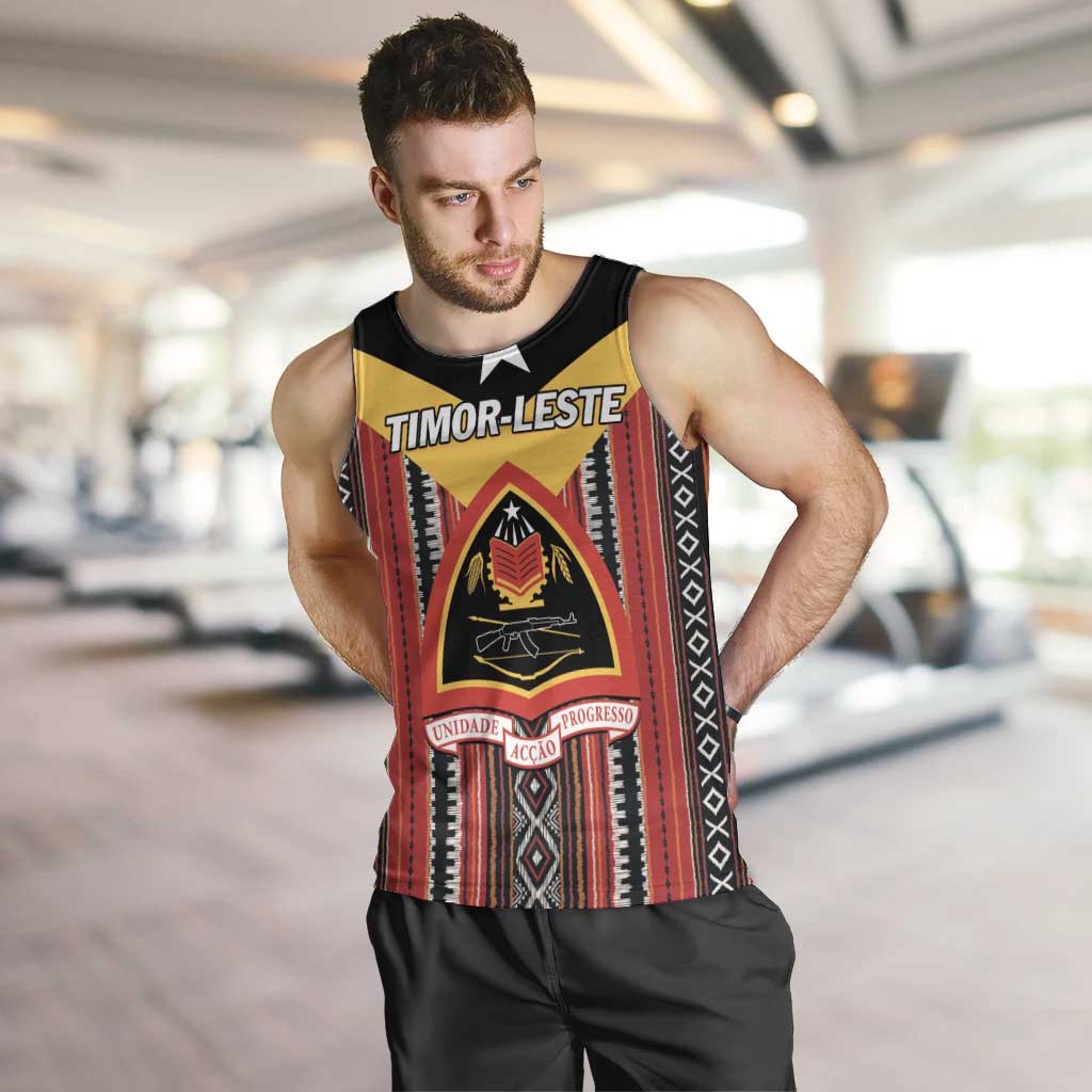 Personalized East Timor Men Tank Top Timor-Leste Tais Pattern - Wonder Print Shop