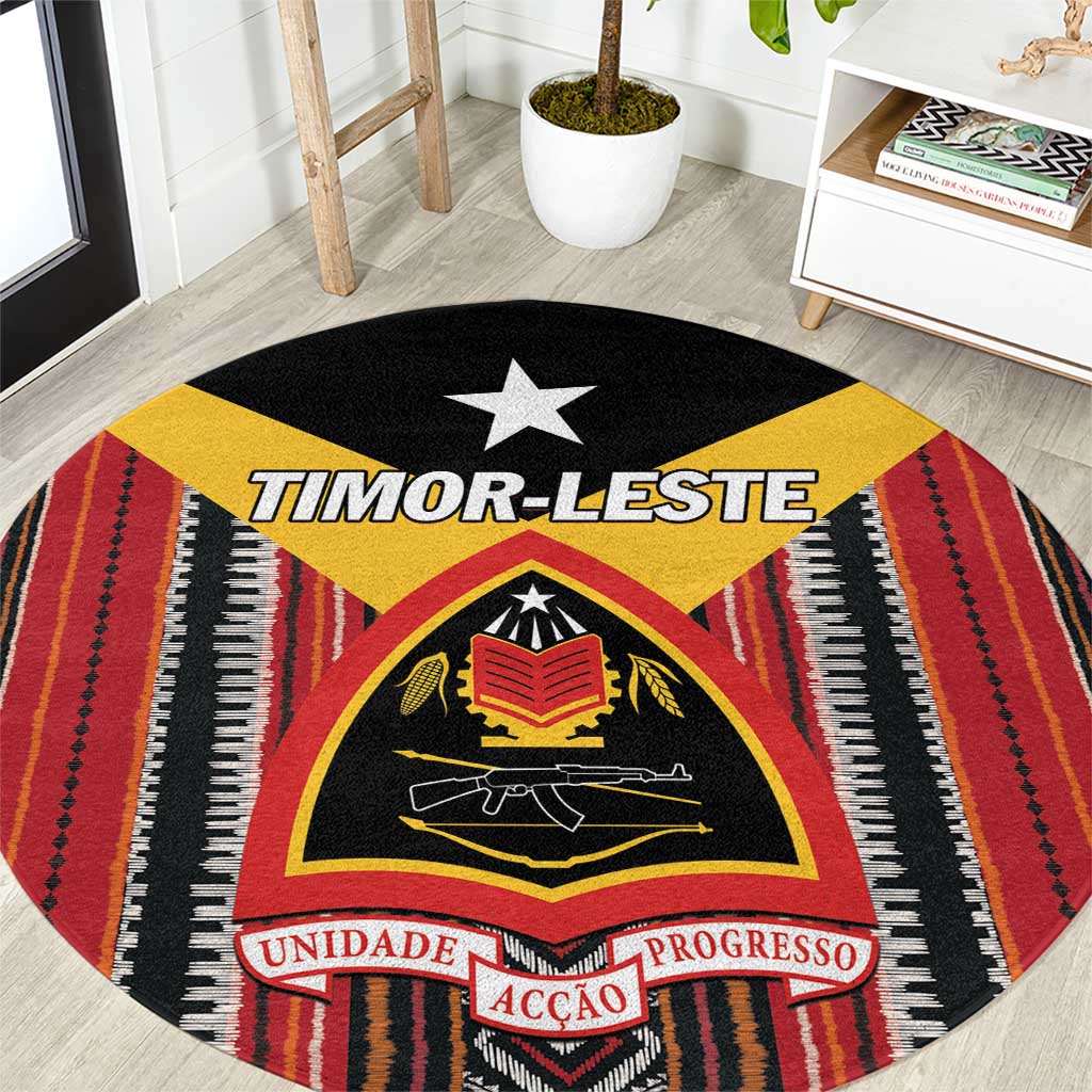 East Timor Round Carpet Timor-Leste Tais Pattern