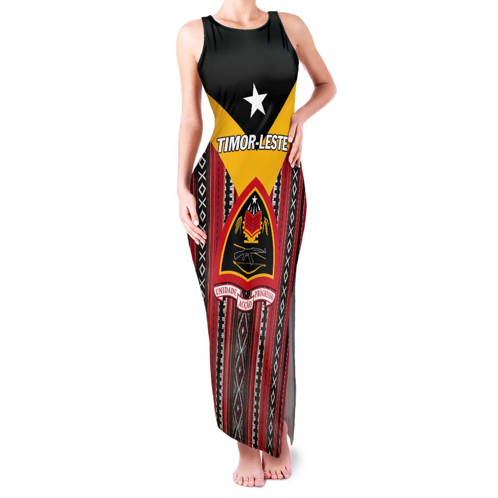 Personalized East Timor Tank Maxi Dress Timor-Leste Tais Pattern - Wonder Print Shop