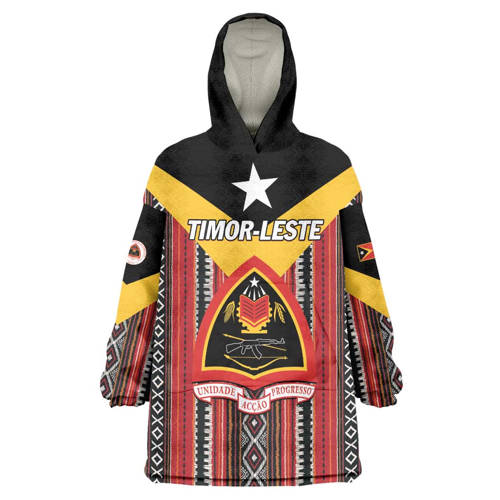 Personalized East Timor Wearable Blanket Hoodie Timor-Leste Tais Pattern - Wonder Print Shop