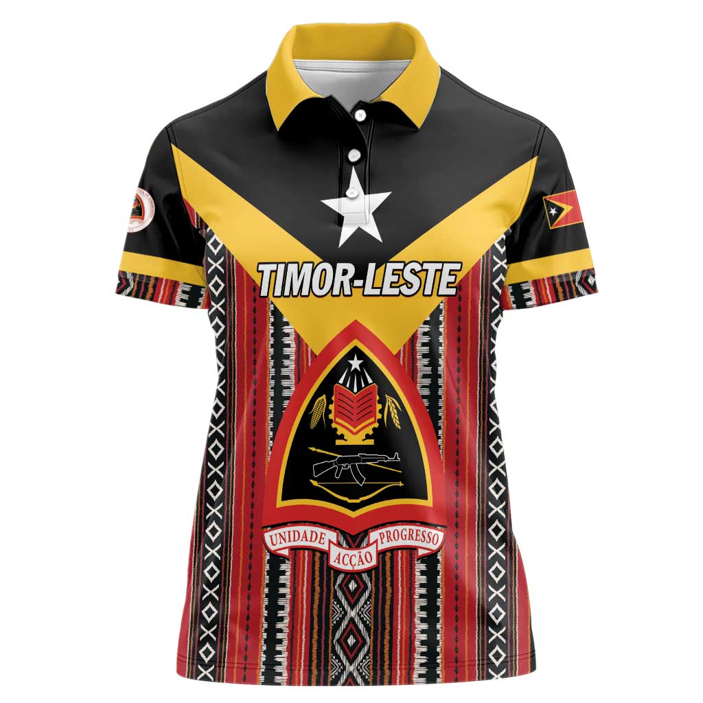 Personalized East Timor Women Polo Shirt Timor-Leste Tais Pattern - Wonder Print Shop