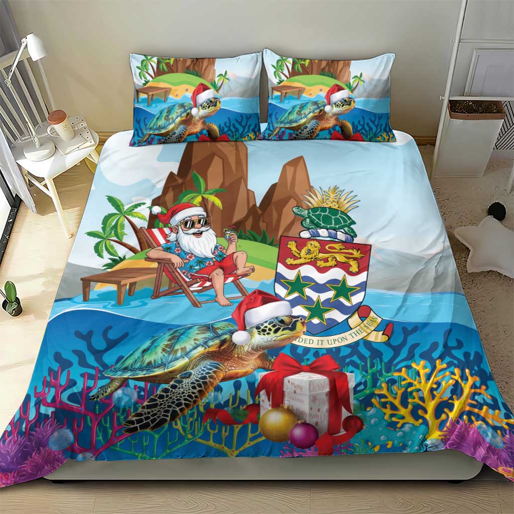 Cayman Islands Christmas Bedding Set Santa Claus Turtle Beachy Xmas - Wonder Print Shop