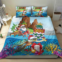 Cayman Islands Christmas Bedding Set Santa Claus Turtle Beachy Xmas - Wonder Print Shop