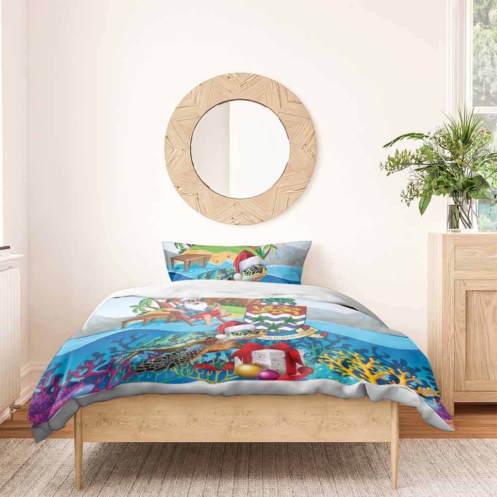 Cayman Islands Christmas Bedding Set Santa Claus Turtle Beachy Xmas - Wonder Print Shop