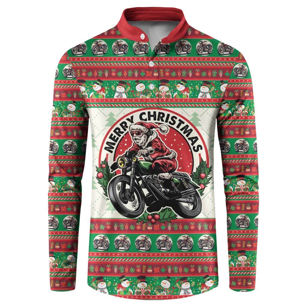 Biker Santa Motorcycle Christmas Button Sweatshirt Santa Claus On A Motorcycle - Wonder Print Shop