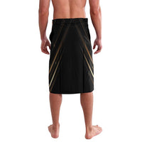 Personalized lavalava skirt in black with subtle gold diagonal lines