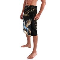 Personalized printed lavalava skirt with Pegasus graphic, 'Your Text' area, black