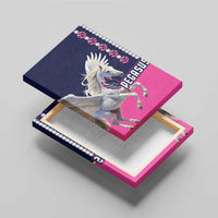Unframed canvas wall art of a white pegasus with pink background and rhinestone edge