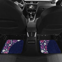 Two rear car floor mats, navy and pink with Pegasus diamond gem artwork.