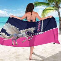 Pegasus sarong in navy and pink, winged Pegasus centered with jewel detail on side
