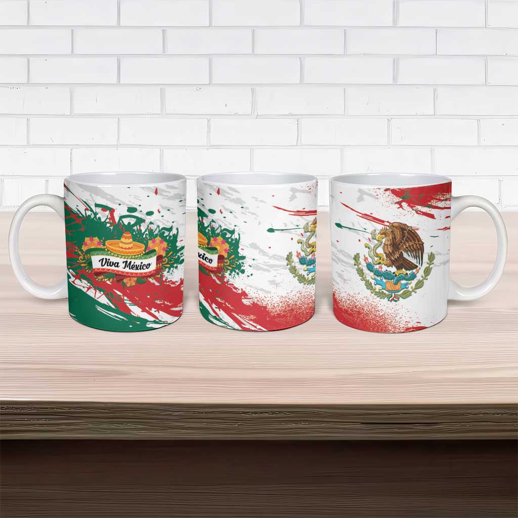 Viva Mexico Ceramic Mug Grunge Style