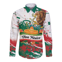 Viva Mexico Long Sleeve Button Shirt Grunge Style