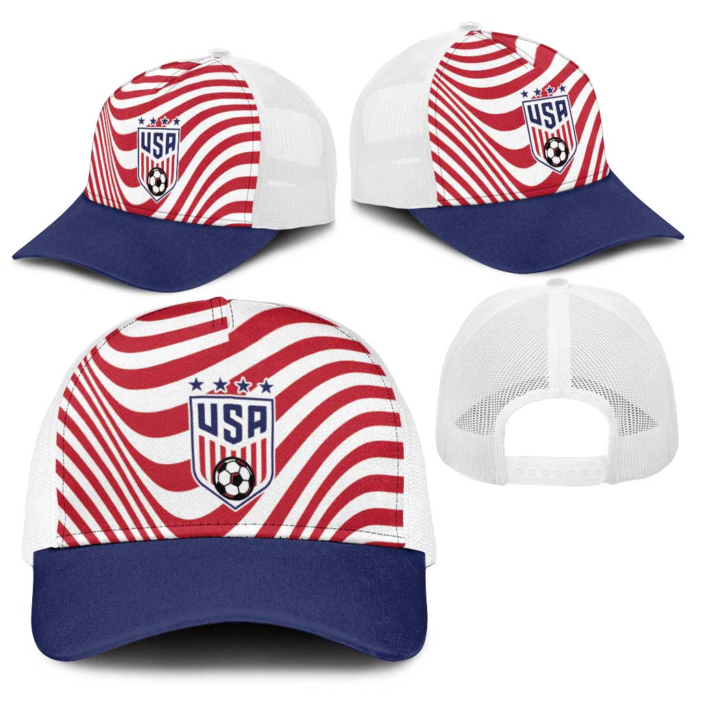 Soccer 2026 USA Baseball Net Cap Wave Flag Stylized