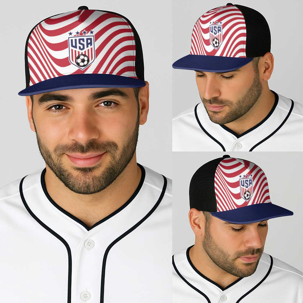 Soccer 2026 USA Baseball Net Cap Wave Flag Stylized