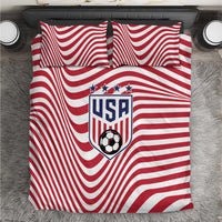 Soccer 2026 USA Bedding Set Wave Flag Stylized