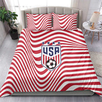 Soccer 2026 USA Bedding Set Wave Flag Stylized