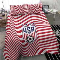 Soccer 2026 USA Bedding Set Wave Flag Stylized