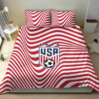 Soccer 2026 USA Bedding Set Wave Flag Stylized