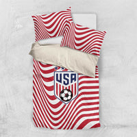 Soccer 2026 USA Bedding Set Wave Flag Stylized