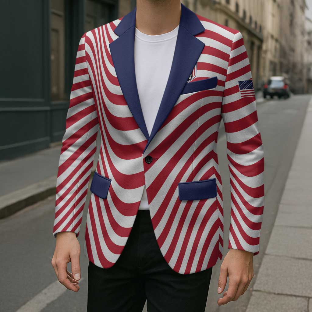 Custom Soccer 2026 USA Blazer Wave Flag Stylized