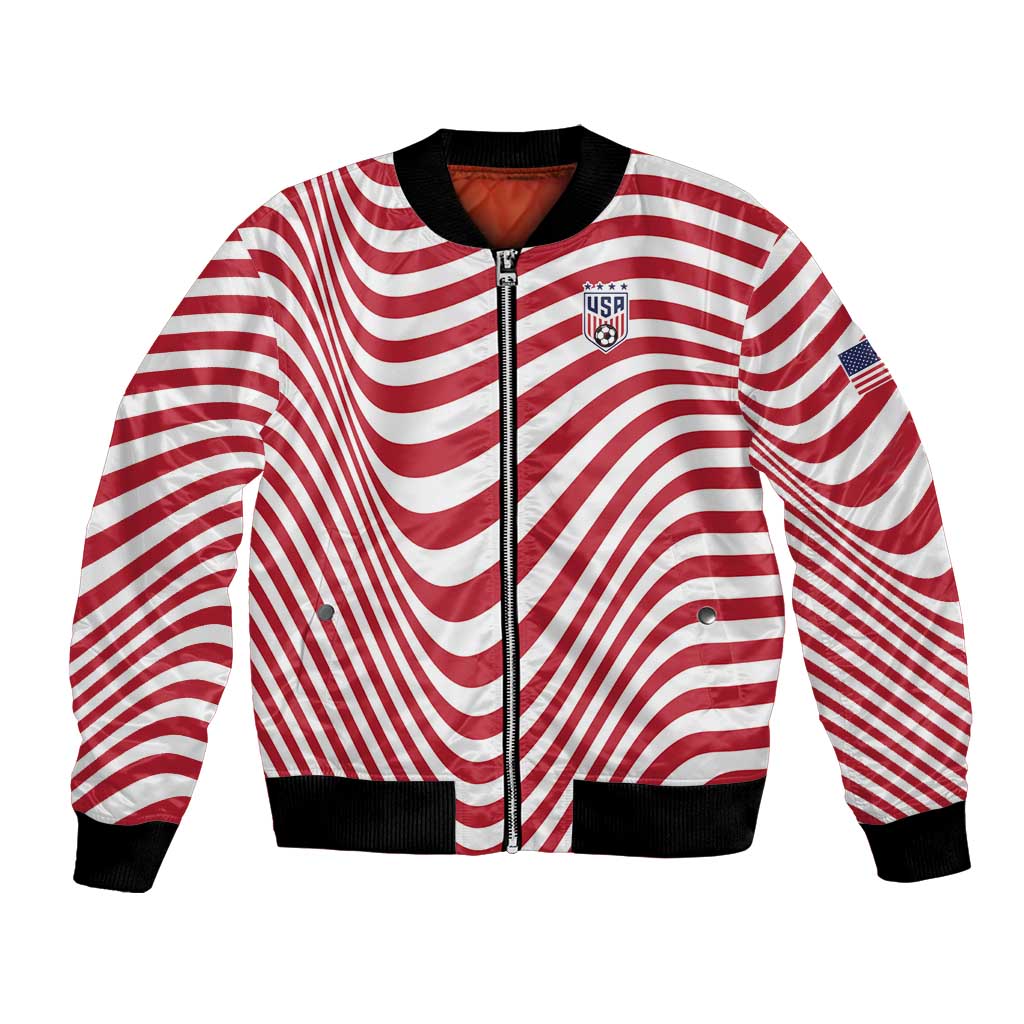 Custom Soccer 2026 USA Bomber Jacket Wave Flag Stylized