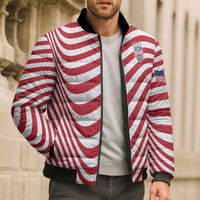 Custom Soccer 2026 USA Bomber Puffer Jacket Wave Flag Stylized