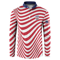 Custom Soccer 2026 USA Button Sweatshirt Wave Flag Stylized