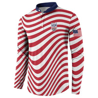 Custom Soccer 2026 USA Button Sweatshirt Wave Flag Stylized
