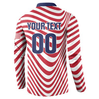 Custom Soccer 2026 USA Button Sweatshirt Wave Flag Stylized