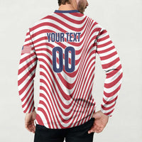 Custom Soccer 2026 USA Button Sweatshirt Wave Flag Stylized
