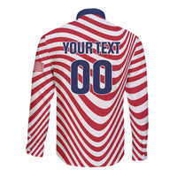 Custom Soccer 2026 USA Long Sleeve Button Shirt Wave Flag Stylized
