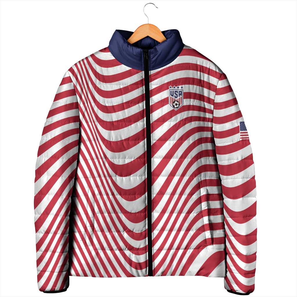 Custom Soccer 2026 USA Padded Jacket Wave Flag Stylized