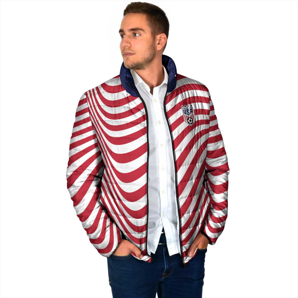 Custom Soccer 2026 USA Padded Jacket Wave Flag Stylized