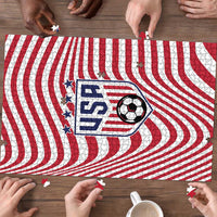 Soccer 2026 USA Puzzle Wave Flag Stylized