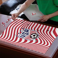 Soccer 2026 USA Puzzle Wave Flag Stylized