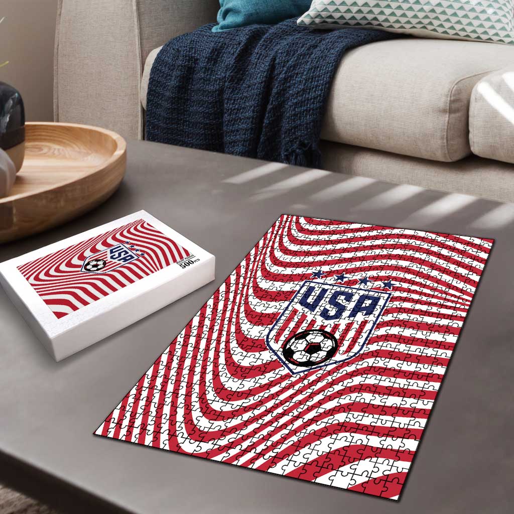 Soccer 2026 USA Puzzle Wave Flag Stylized