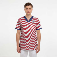 Custom Soccer 2026 USA Scrub Top Wave Flag Stylized