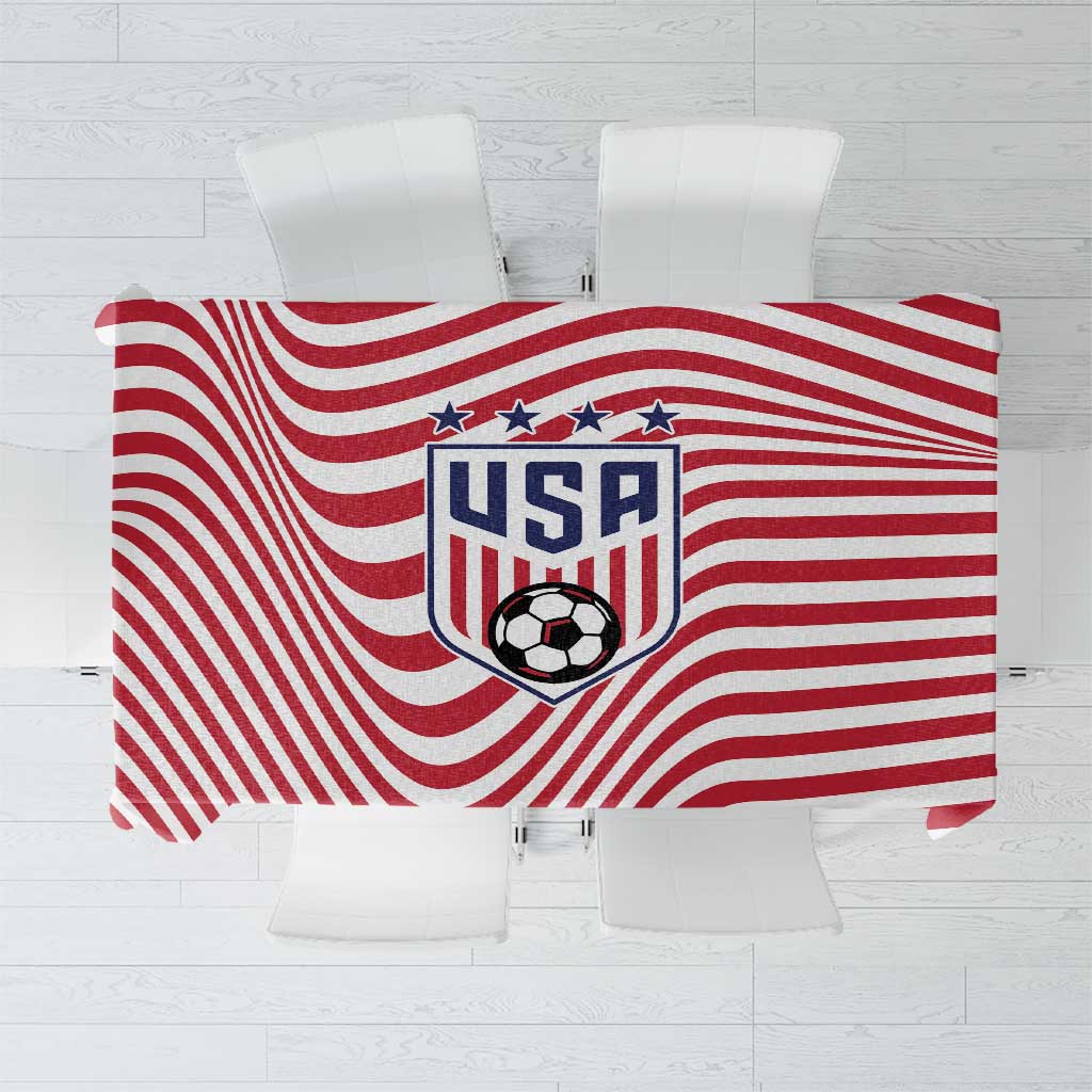 Soccer 2026 USA Tablecloth Wave Flag Stylized