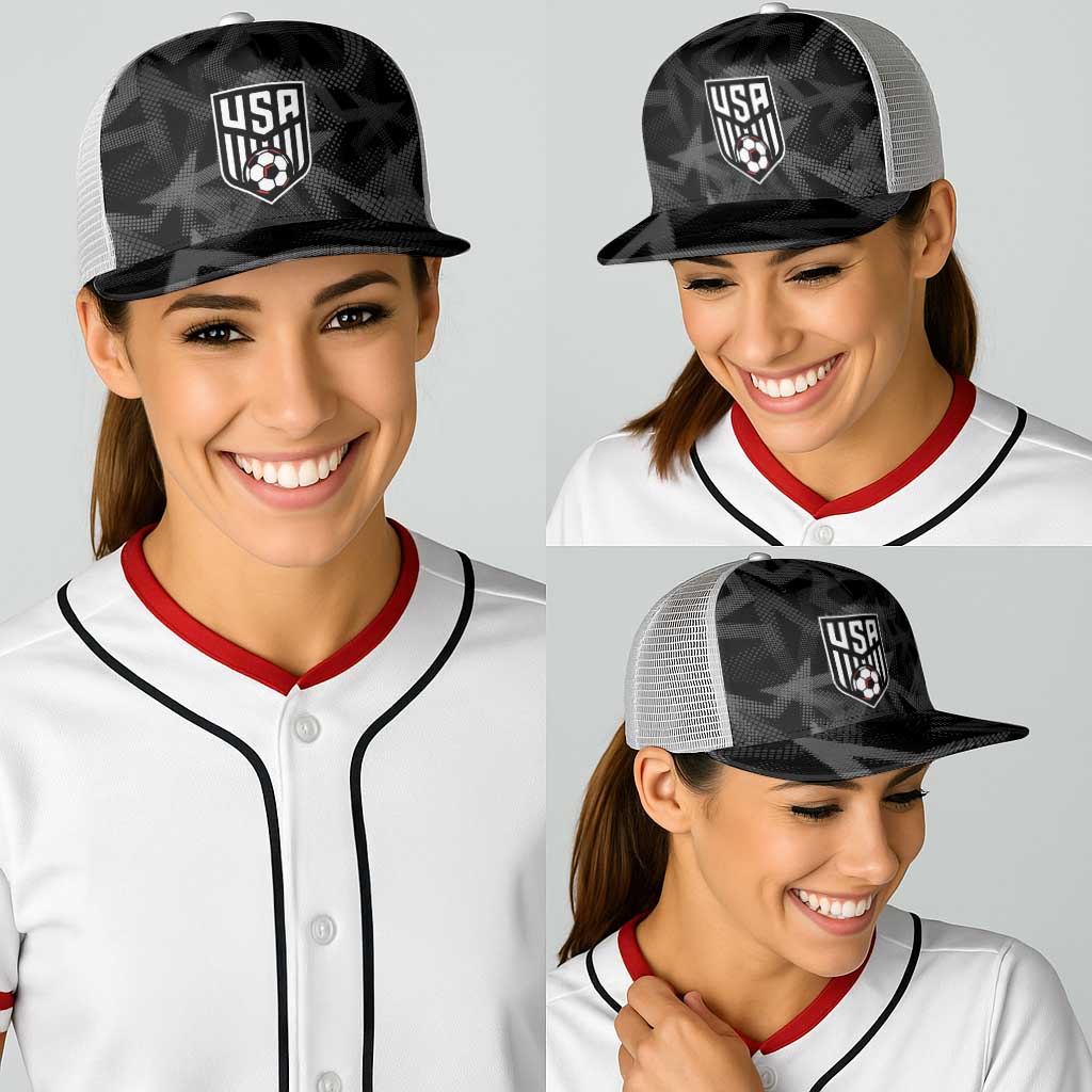 Soccer 2026 USA Baseball Net Cap Black Stars Version