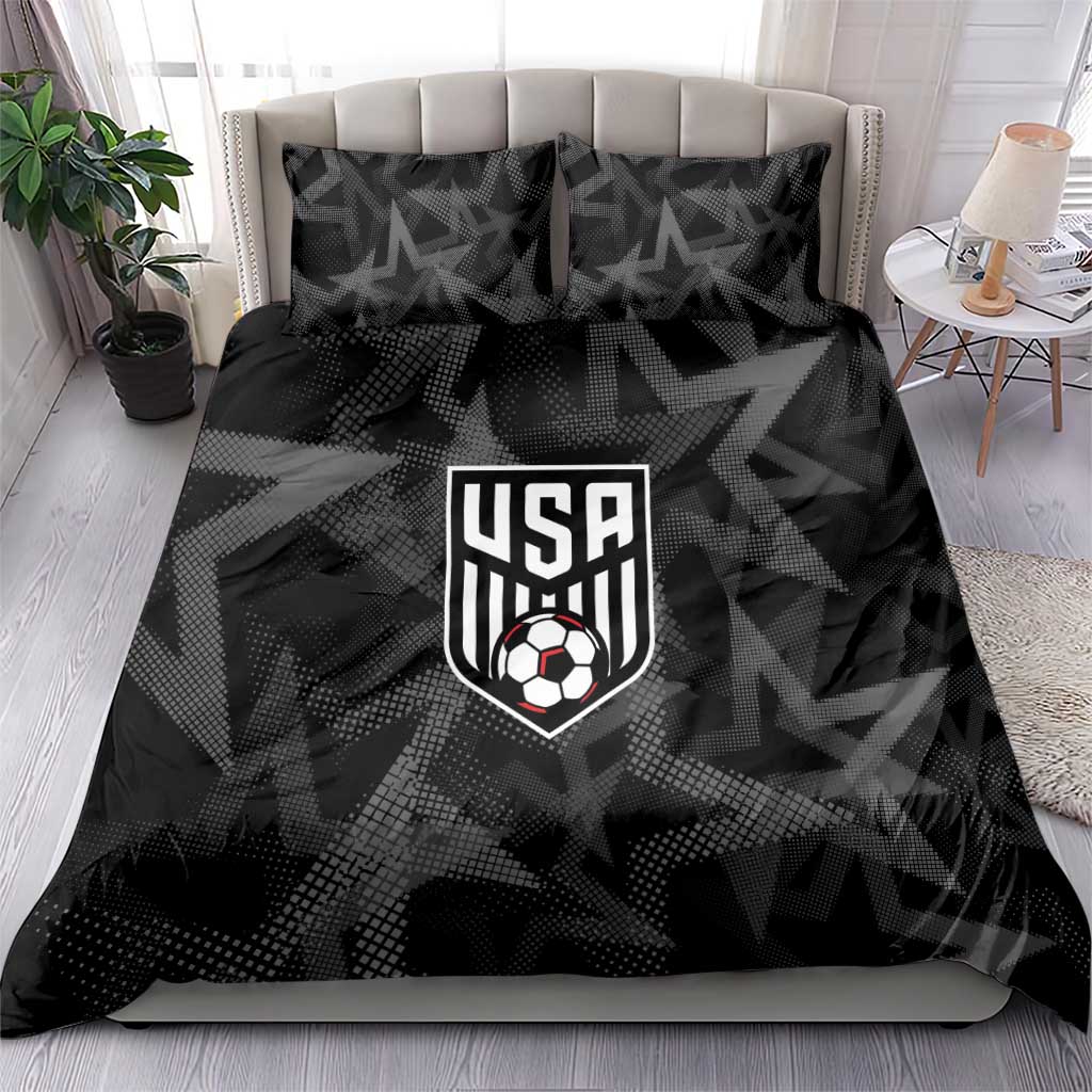 Soccer 2026 USA Bedding Set Black Stars Version
