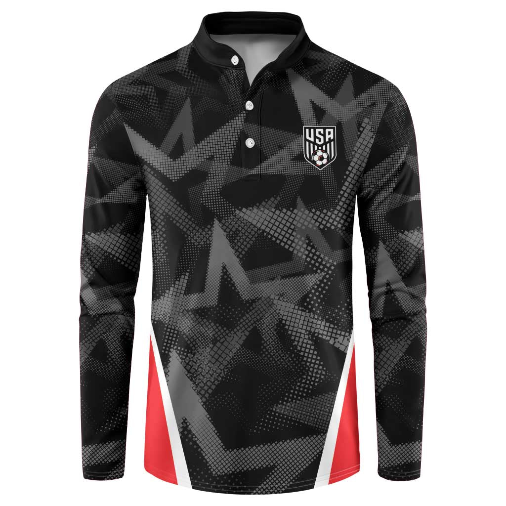 Custom Soccer 2026 USA Button Sweatshirt Black Stars Version
