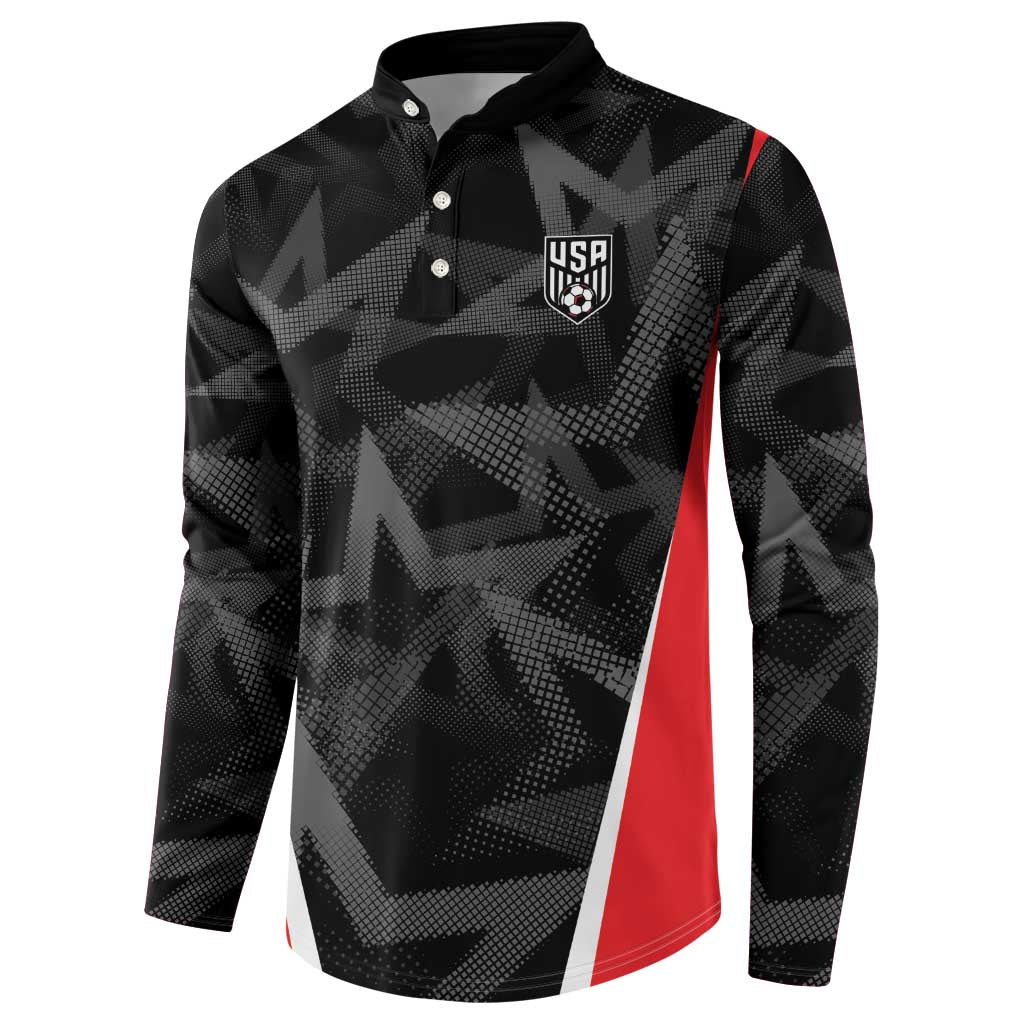 Custom Soccer 2026 USA Button Sweatshirt Black Stars Version