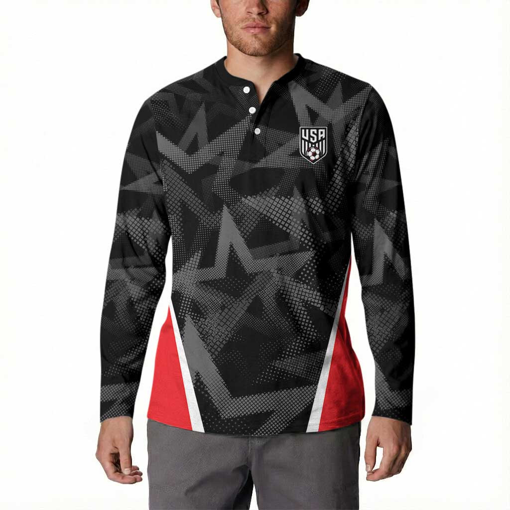 Custom Soccer 2026 USA Button Sweatshirt Black Stars Version