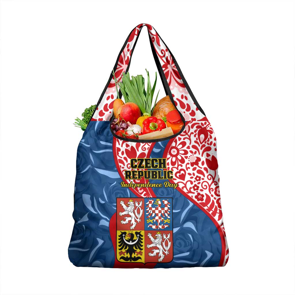 Czech Republic Independence Day Grocery Bag Czechia Coat Of Arms Embroidery Motif