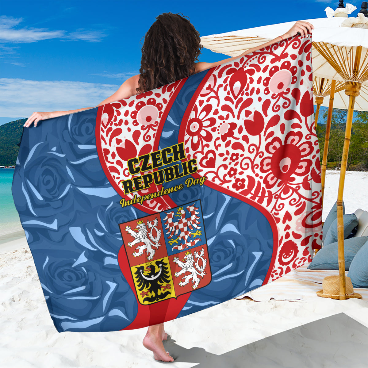 czech-republic-independence-day-sarong-czechia-coat-of-arms-embroidery-motif