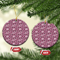 Hibiscus Bloom Island Tribal Waves Ceramic Ornament Pink Polynesian Pattern