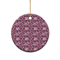 Hibiscus Bloom Island Tribal Waves Ceramic Ornament Pink Polynesian Pattern