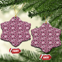 Hibiscus Bloom Island Tribal Waves Ceramic Ornament Pink Polynesian Pattern